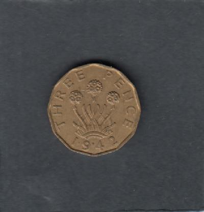 Beschrijving: 3 Pence  GEORGIUS VI